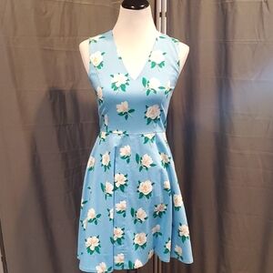 Draper James Floral Blue Sleeveless Dress SZ 0